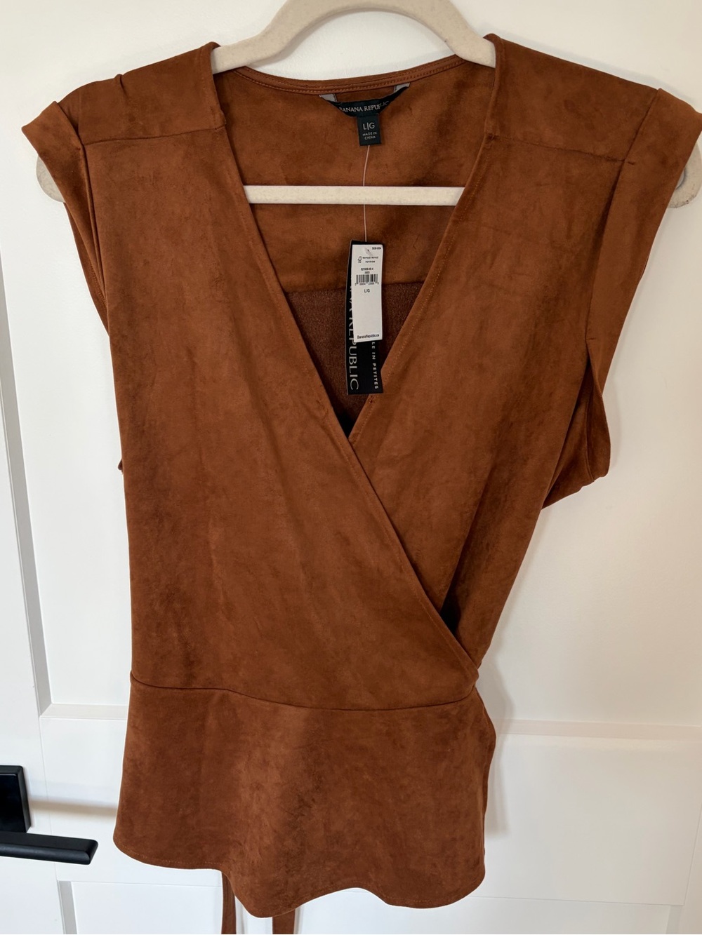 NWT Banana Republic Faux-Suede Wrap Top in Brown